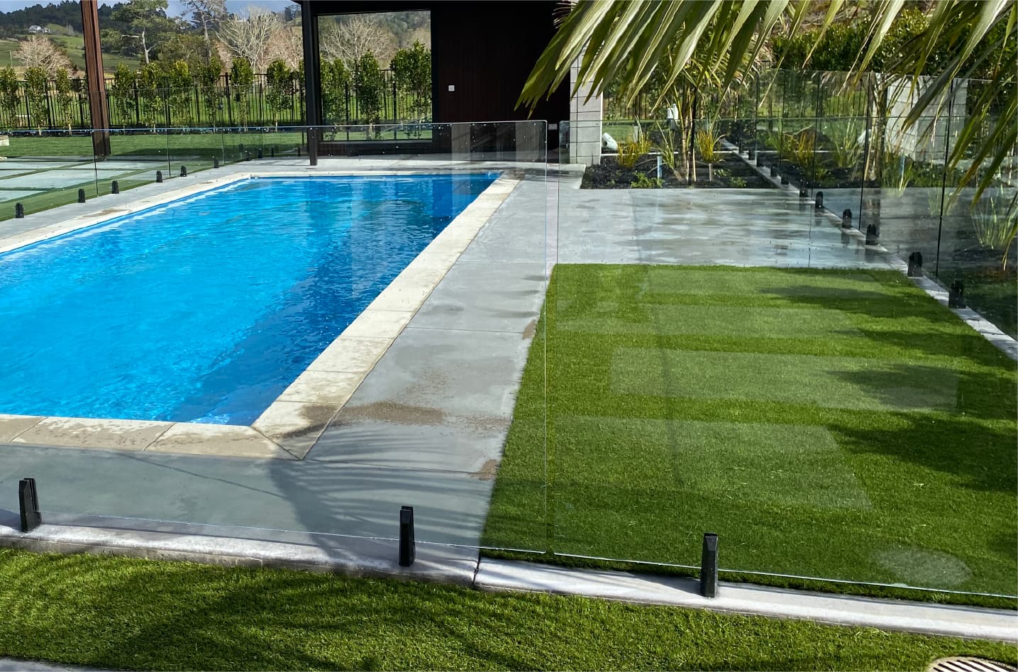 Large pool with lawn